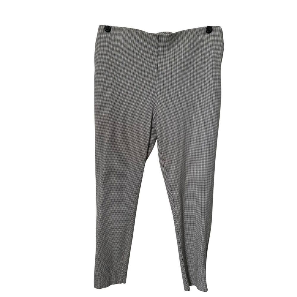Loft Pants Womens Size 10 Grey White Herringbone Ankle Zip Tapered Leg Career